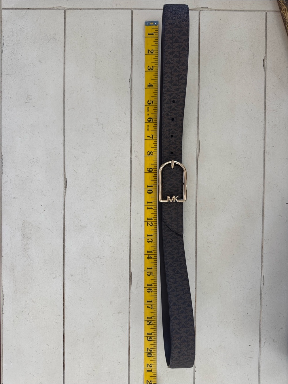 Michael Kors Dark Brown Monogram Belt Reversible